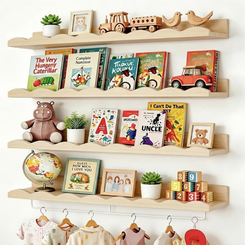 Natural Scalloped Floating Shelves