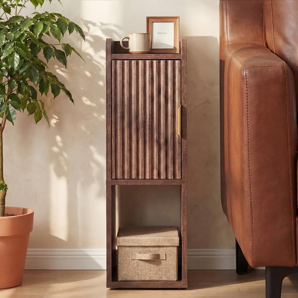 Walnut Fluted Narrow Nightstand