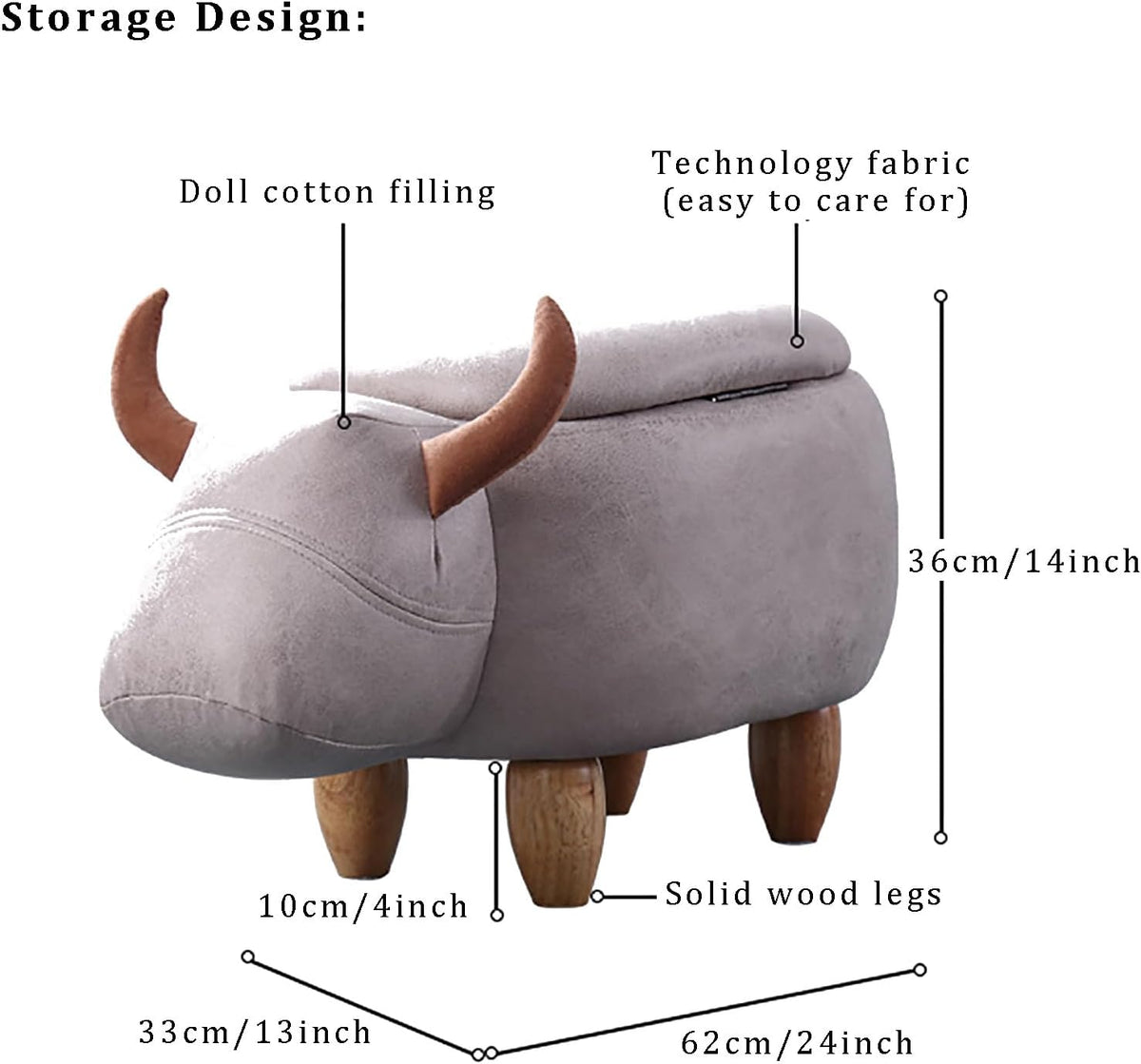 Cow Storage Ottoman Faux Leather