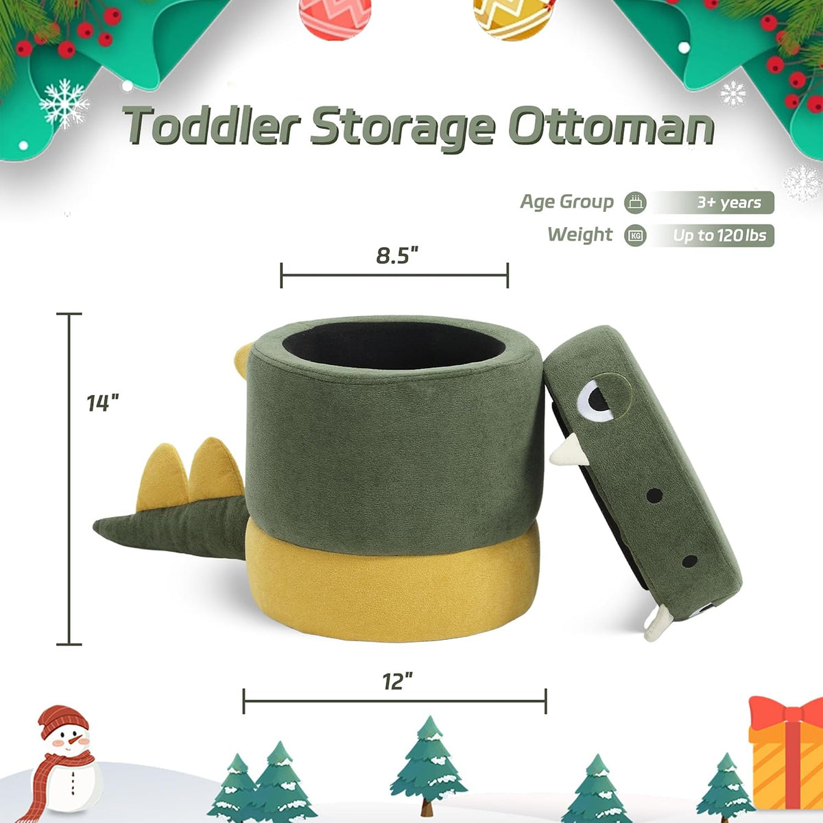 Green Dinosaur Toddler Storage Chair