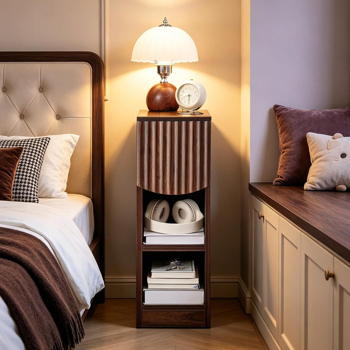 Walnut Fluted Nightstand