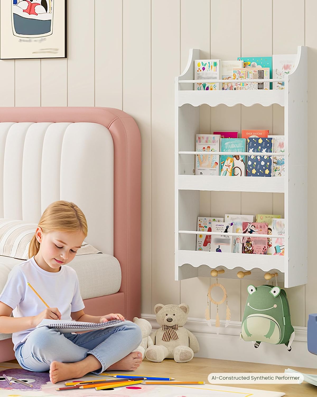 White Floating Kids Shelves