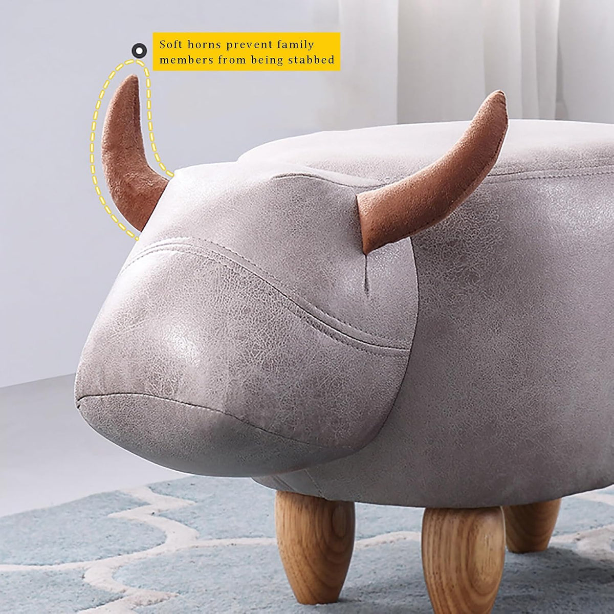 Cow Storage Ottoman Faux Leather