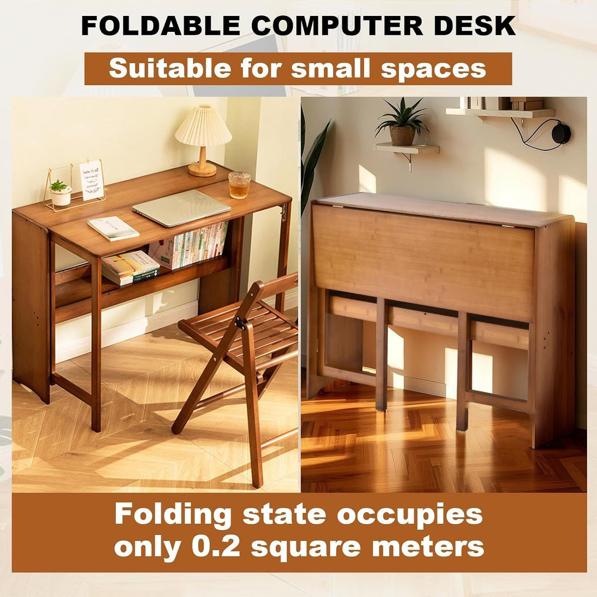 Brown Bamboo Folding Desk