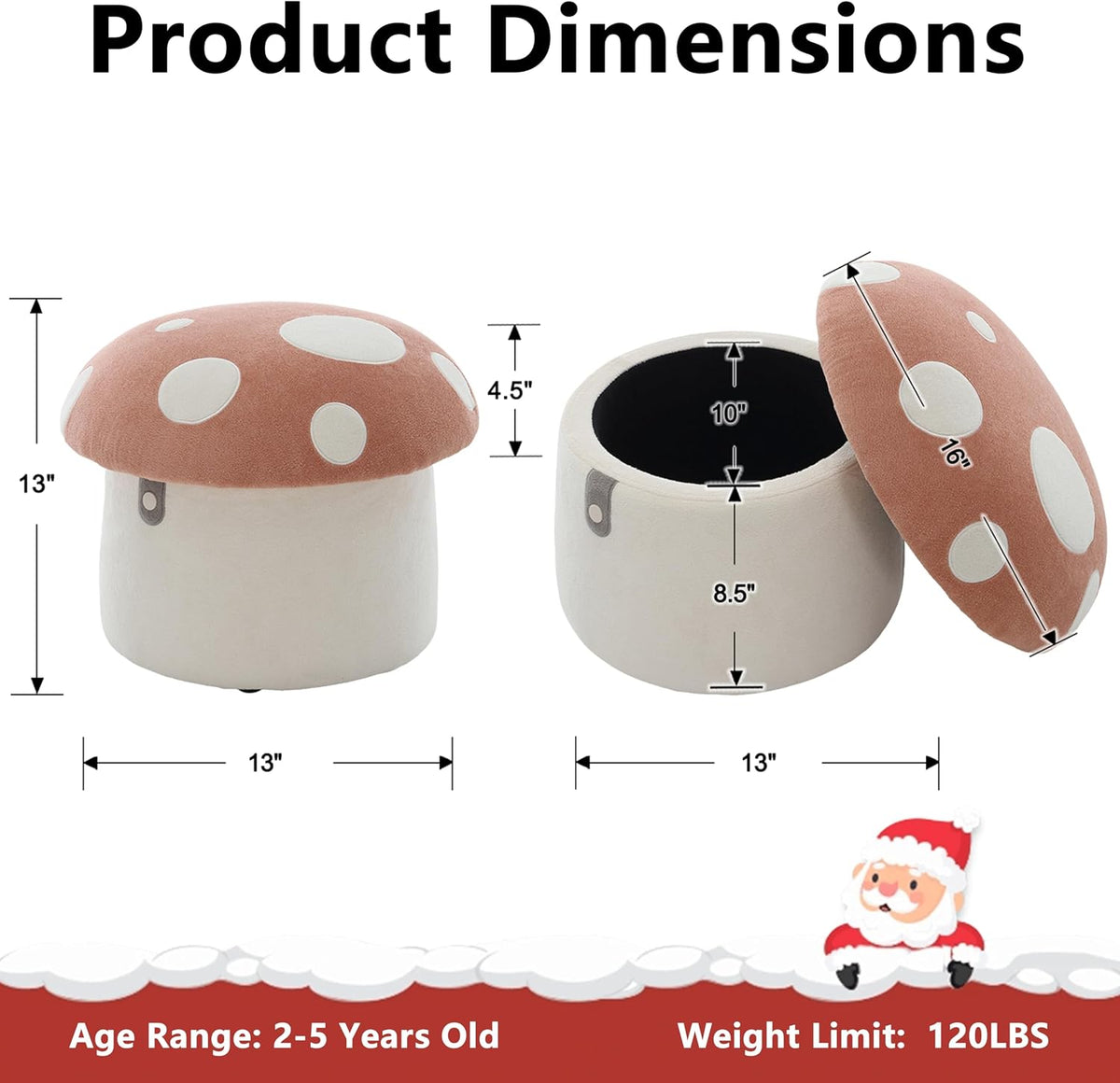 Pink Mushroom Kids Storage Chair