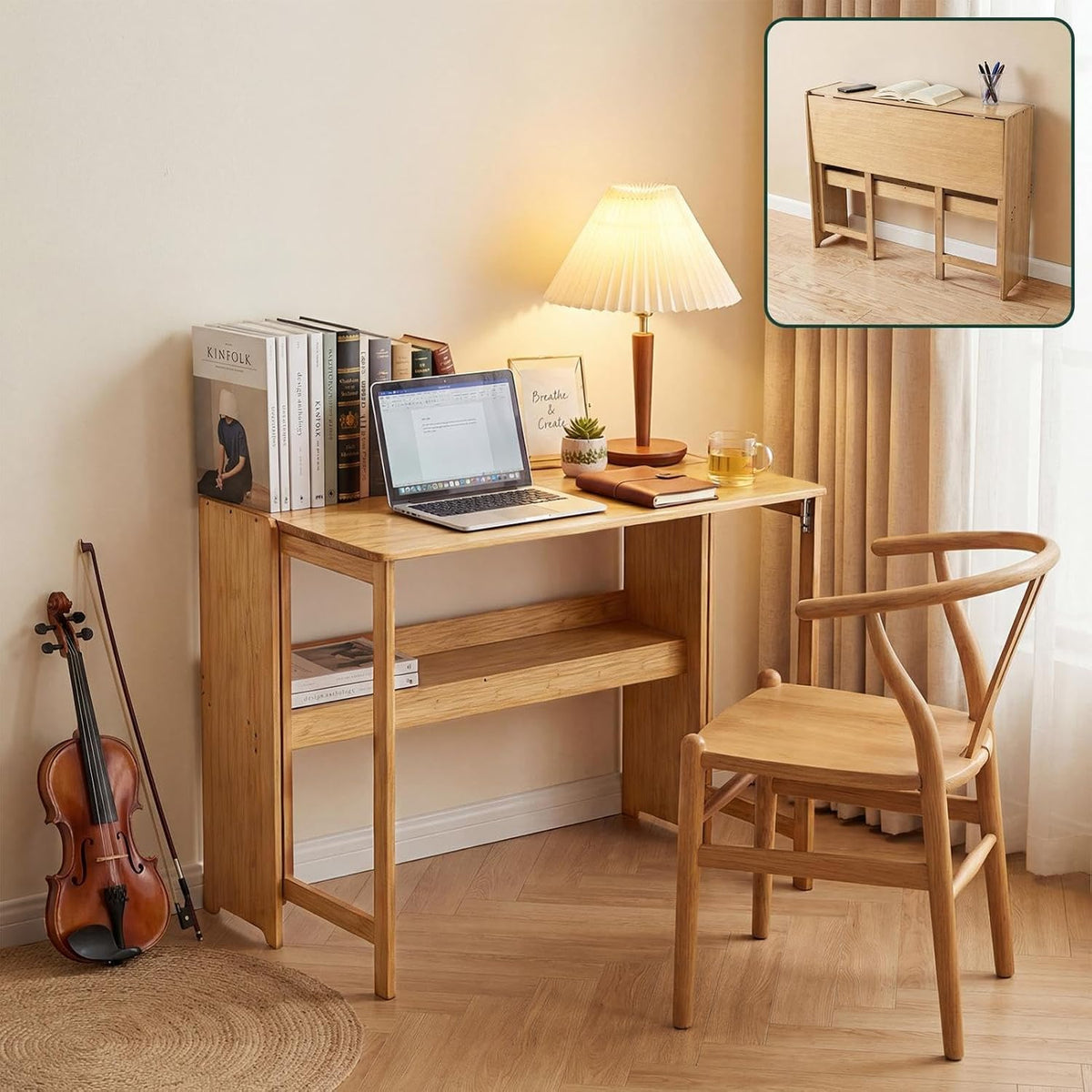 41" Bamboo Folding Desk