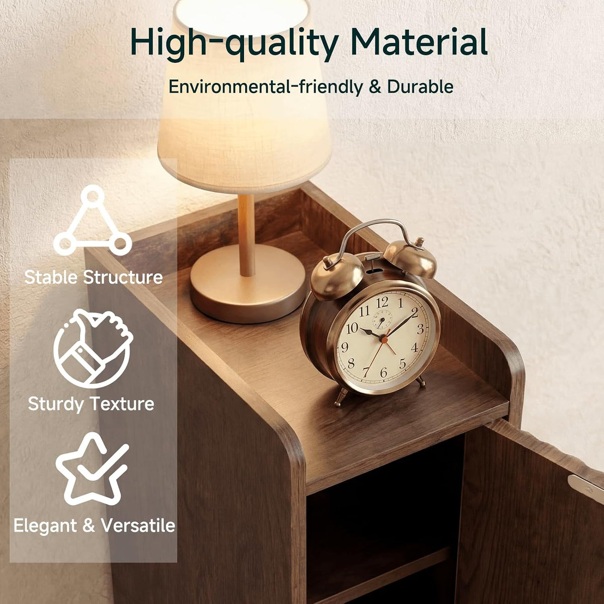 Walnut Fluted Narrow Nightstand