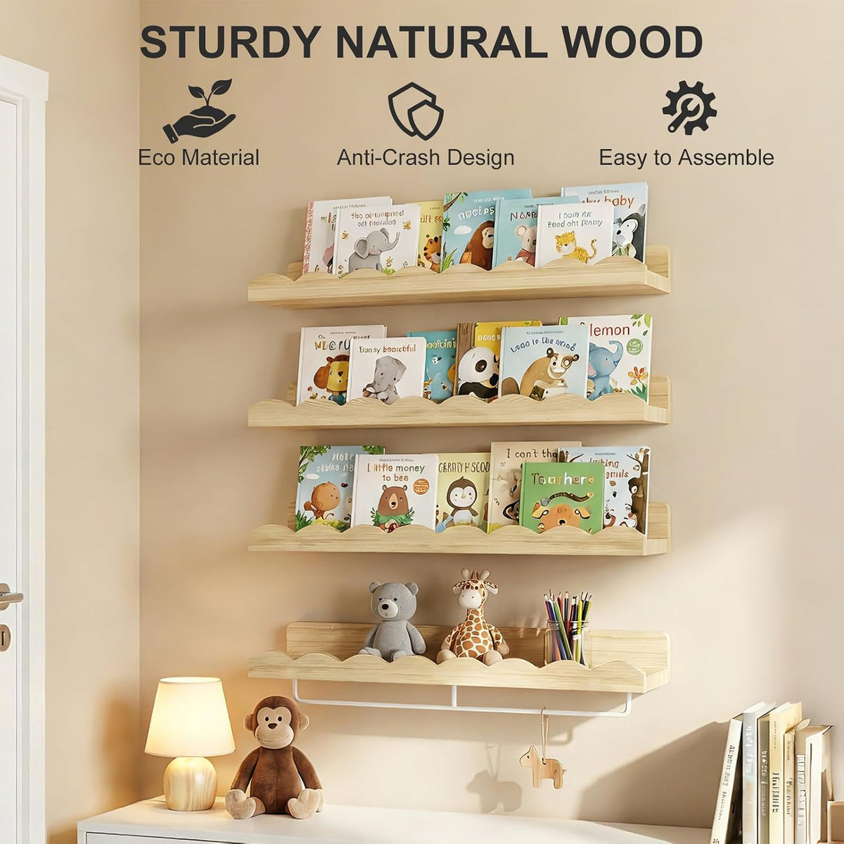 Natural Scalloped Floating Shelves