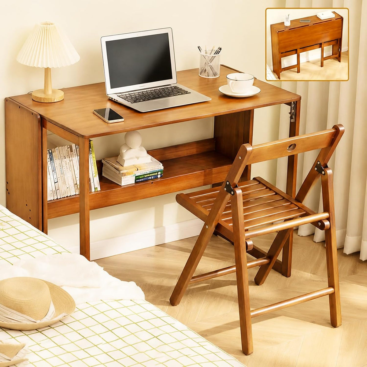 Brown Bamboo Folding Desk