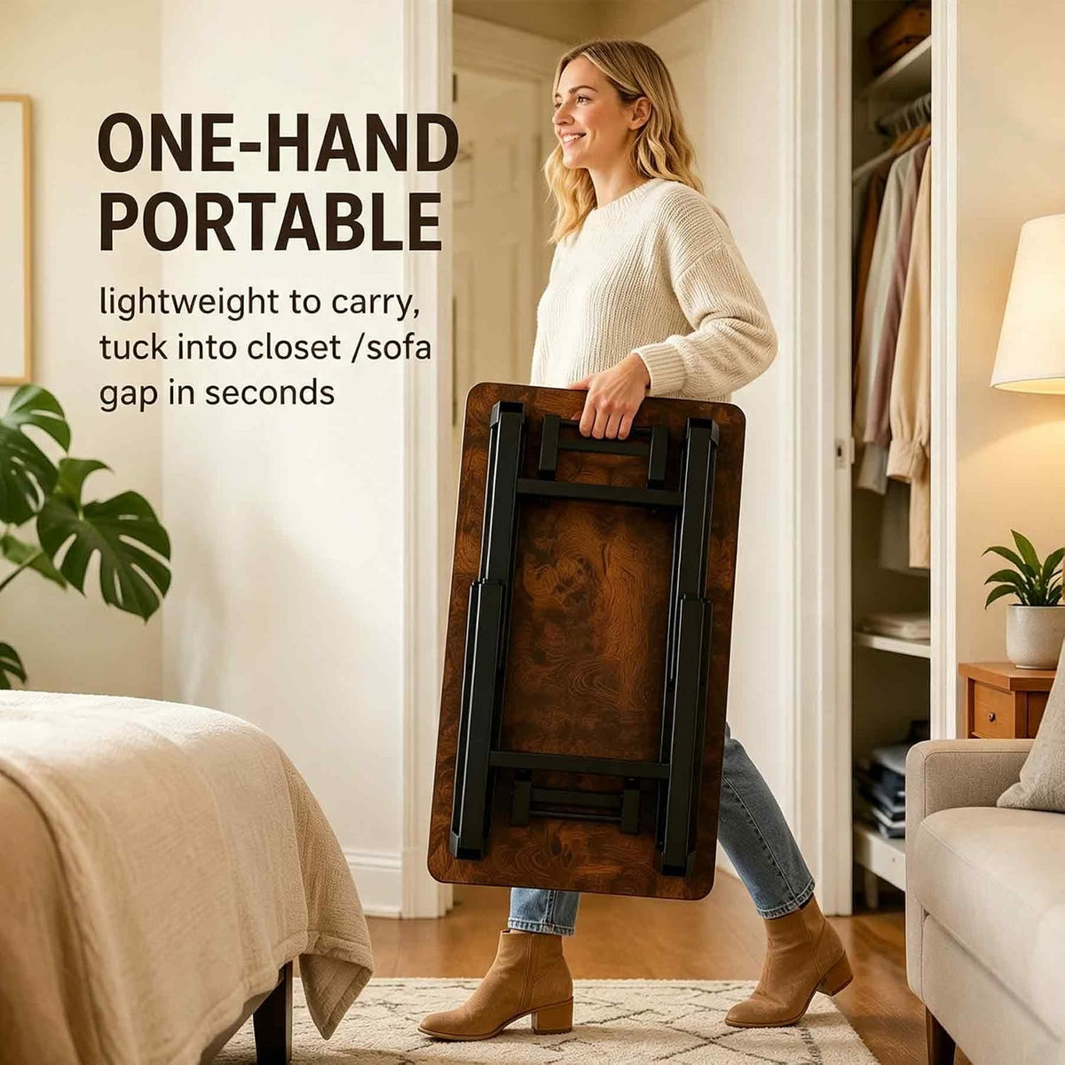 Rustic Brown Square Folding Desk