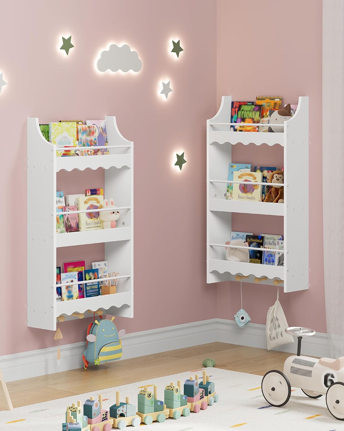 White Floating Kids Shelves