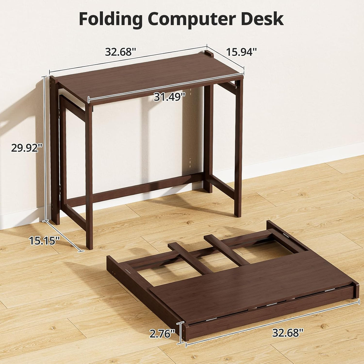 Brown Bamboo Folding Desk