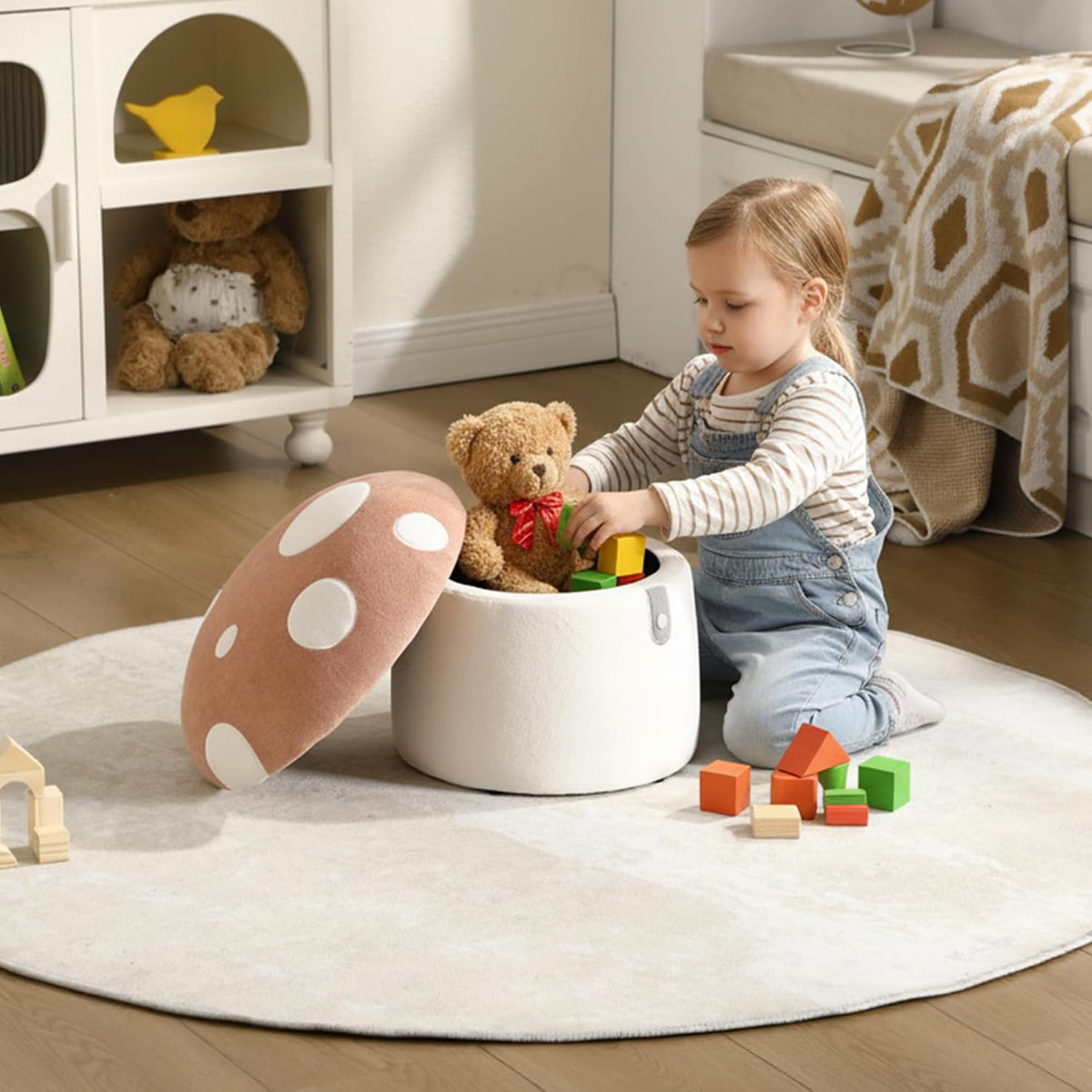 Pink Mushroom Kids Storage Chair