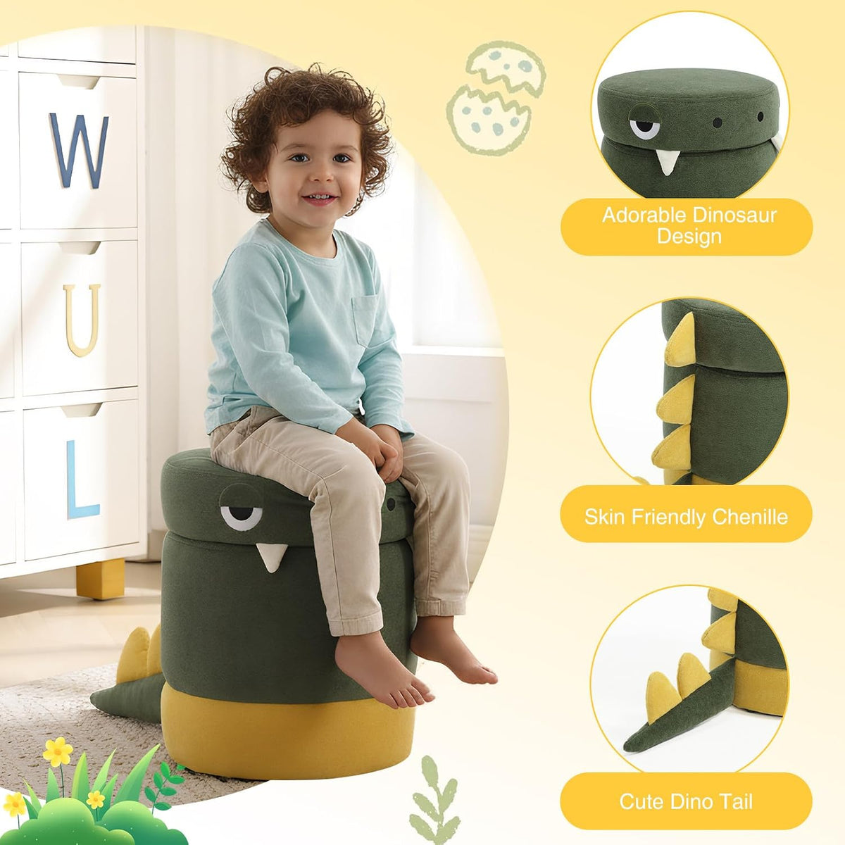 Green Dinosaur Toddler Storage Chair