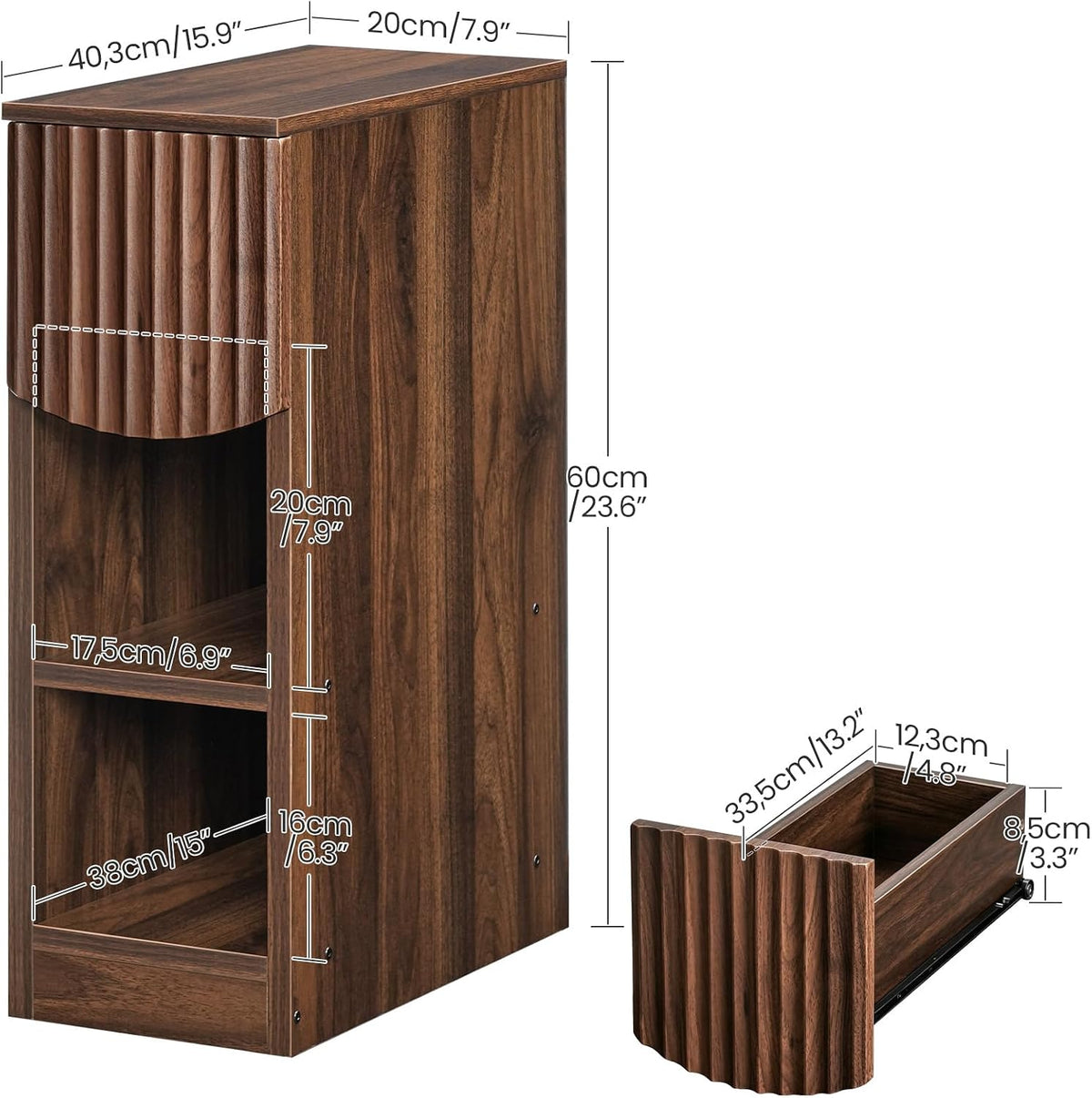 Walnut Fluted Nightstand