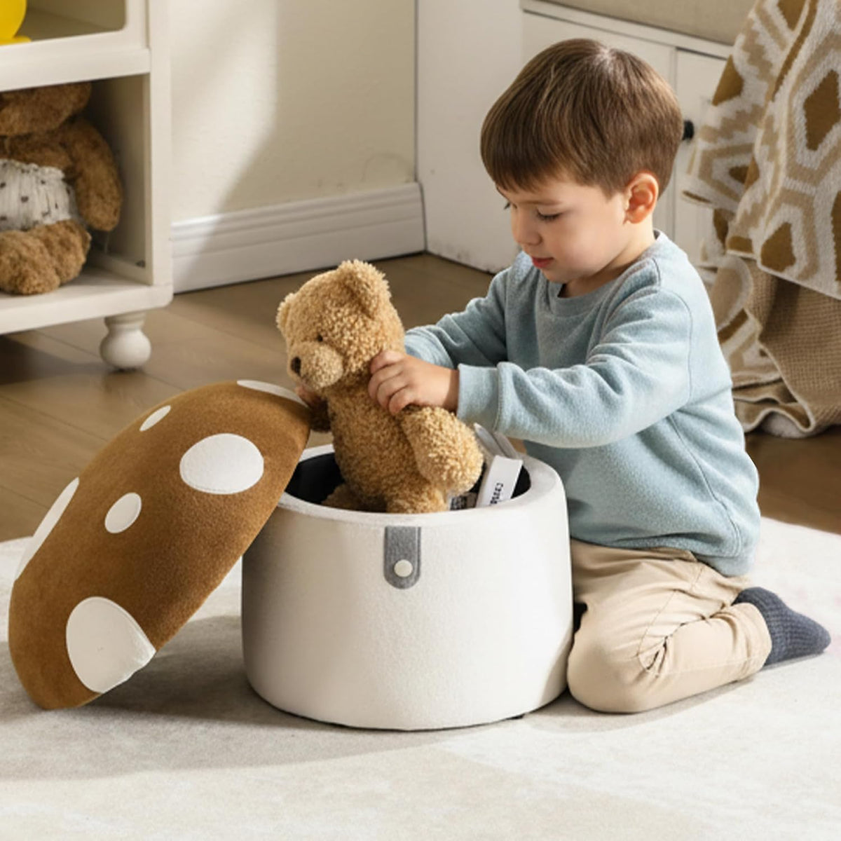Brown Mushroom Kids Storage Chair