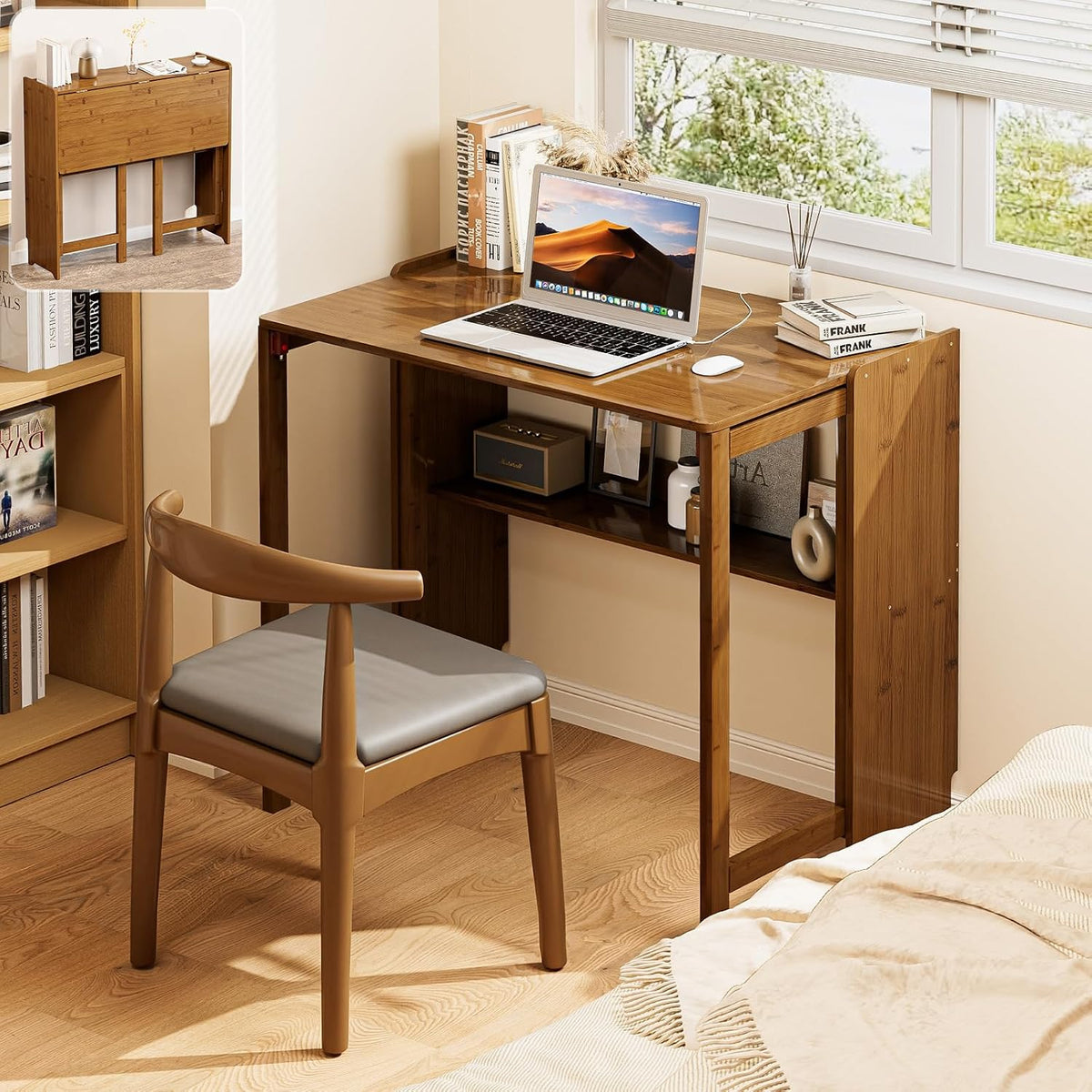 Brown Bamboo Folding Desk