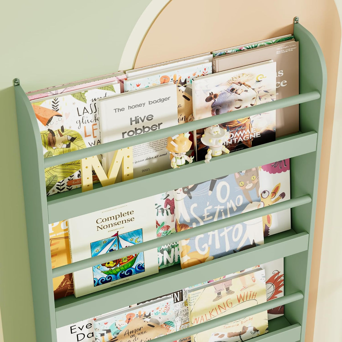 4-Tier Kids Wall Bookshelf