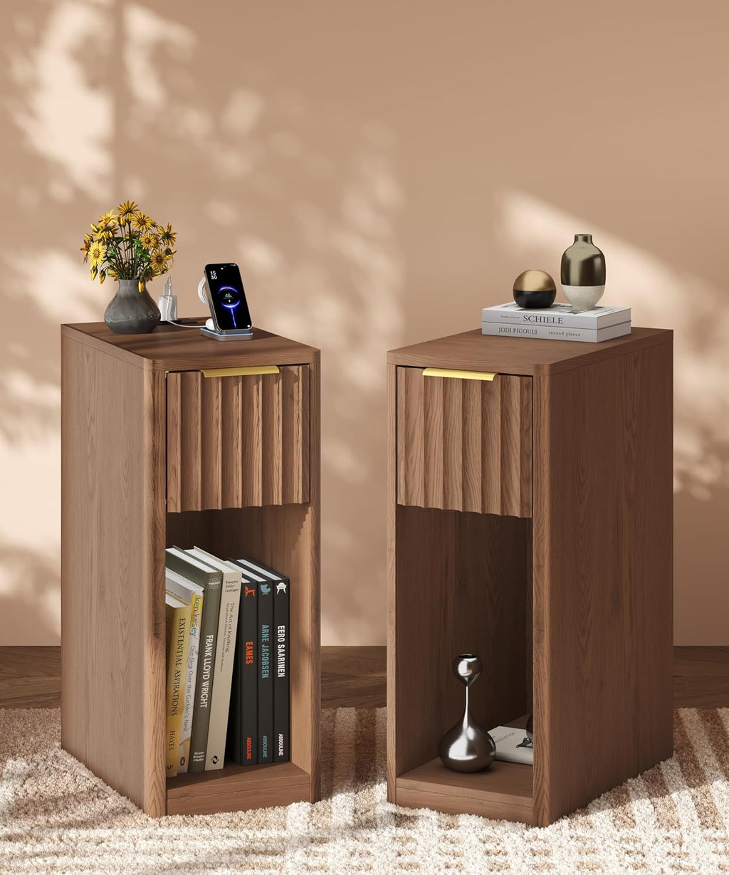 Walnut Narrow Nightstand