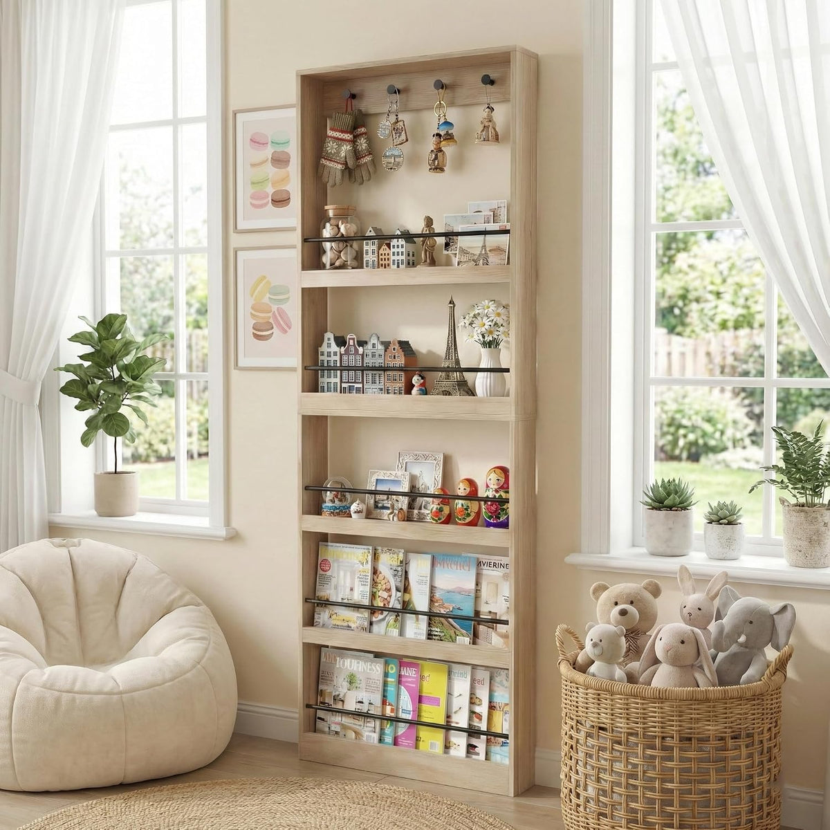 Oak Tall Wall Bookshelf