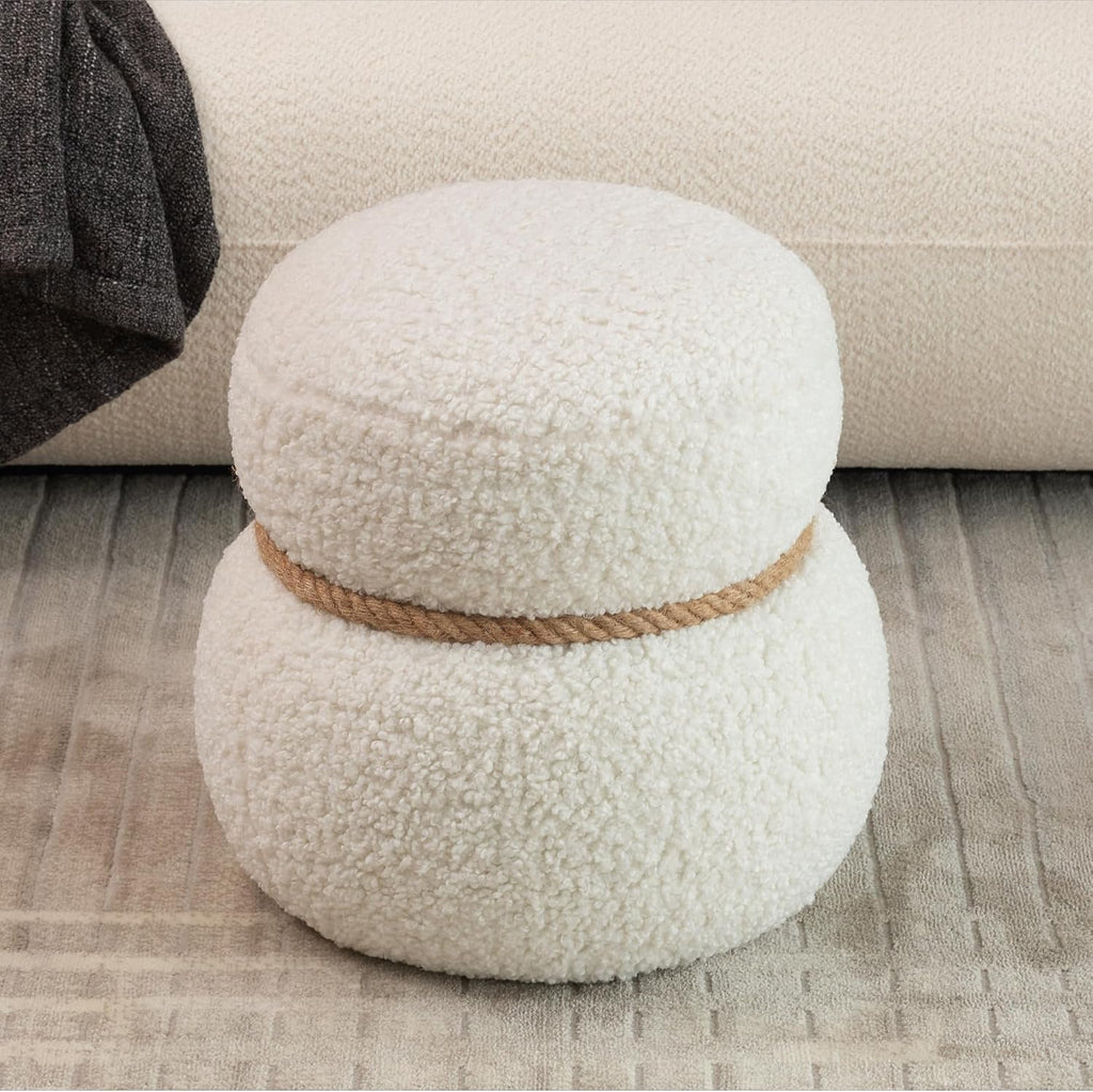 White Snowman Plush Ottoman Stool