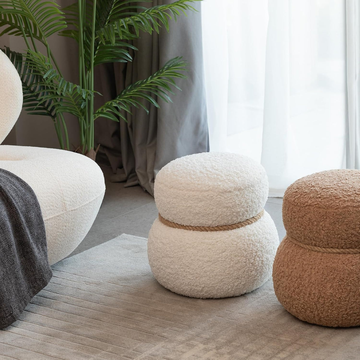 White Snowman Plush Ottoman Stool