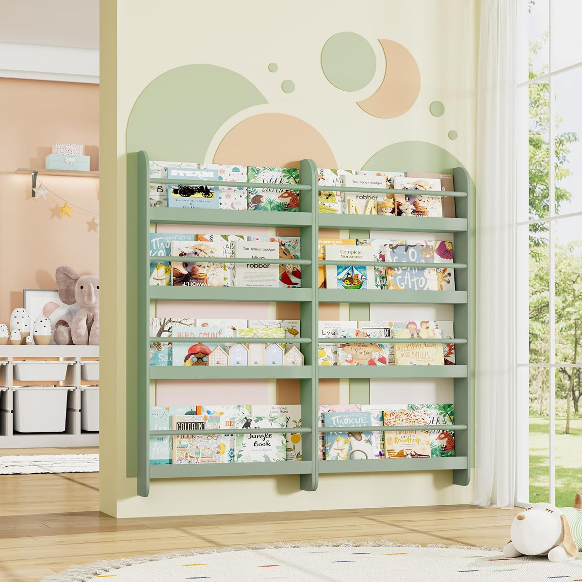 4-Tier Kids Wall Bookshelf
