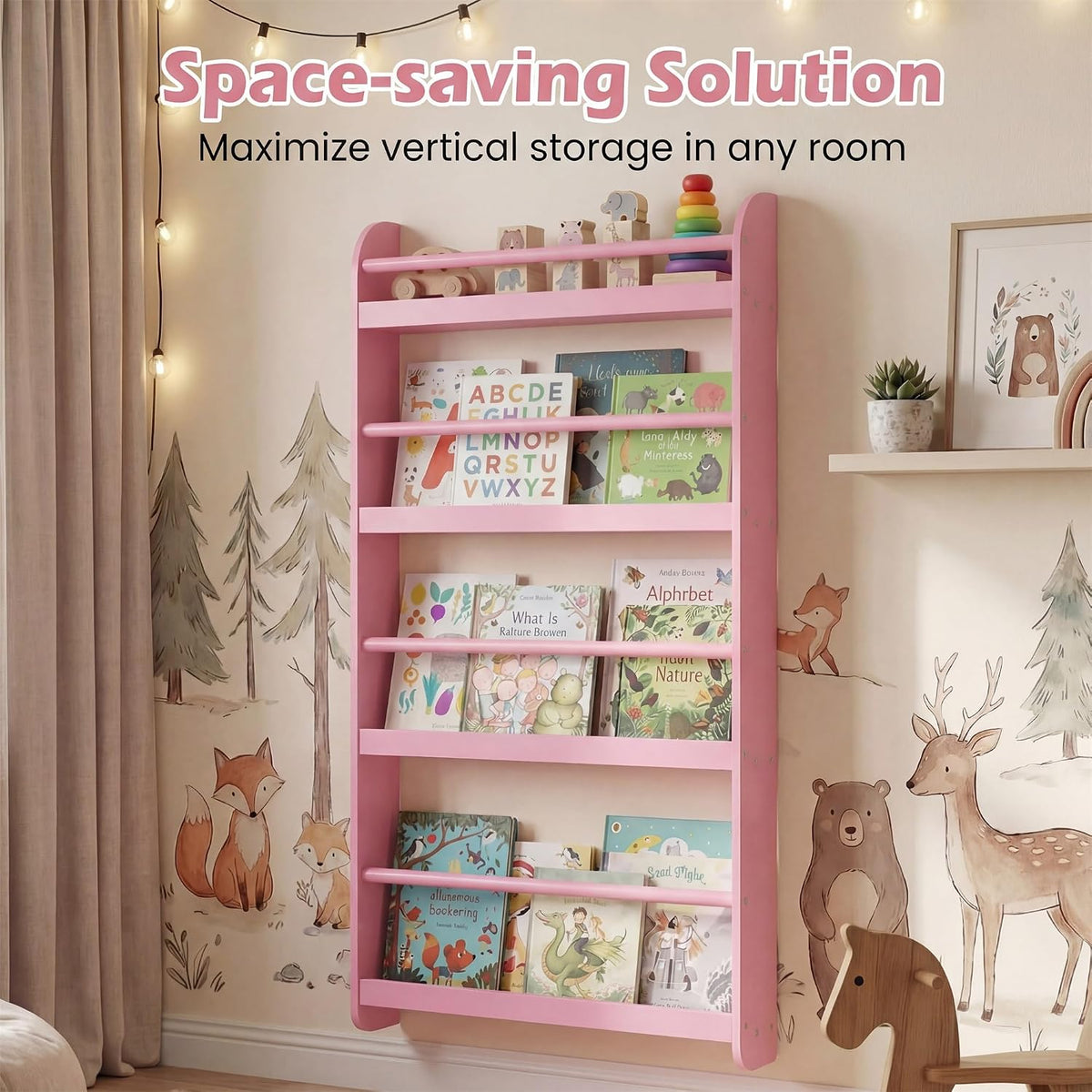 Pink Kids Wall Mount Bookshelf