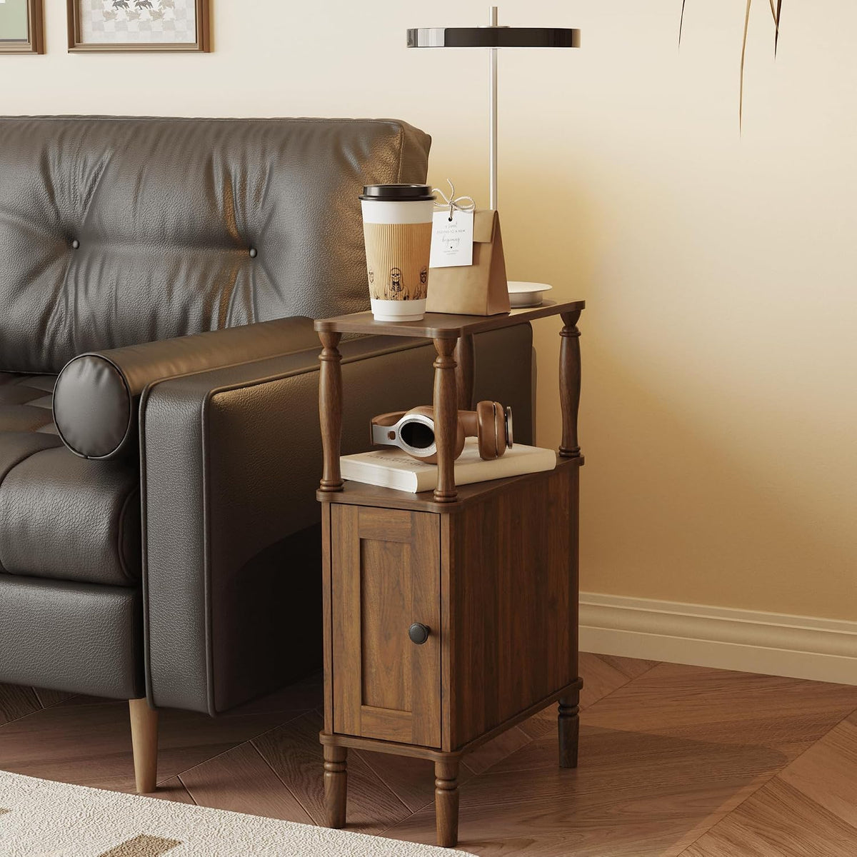 Dark Walnut Narrow Nightstand
