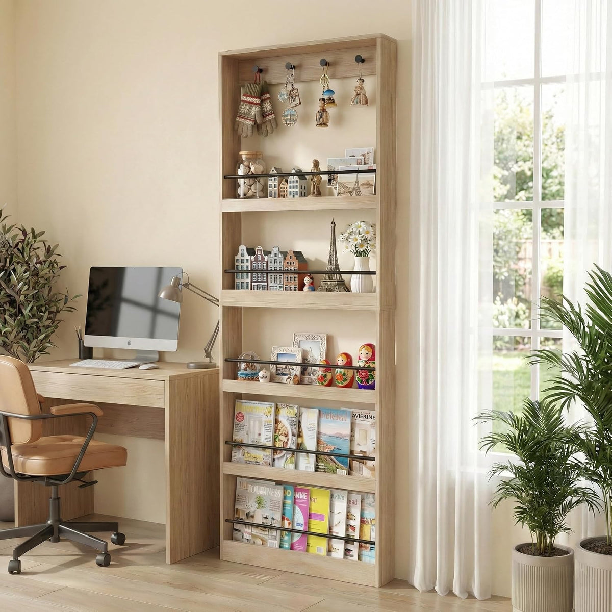 Oak Tall Wall Bookshelf