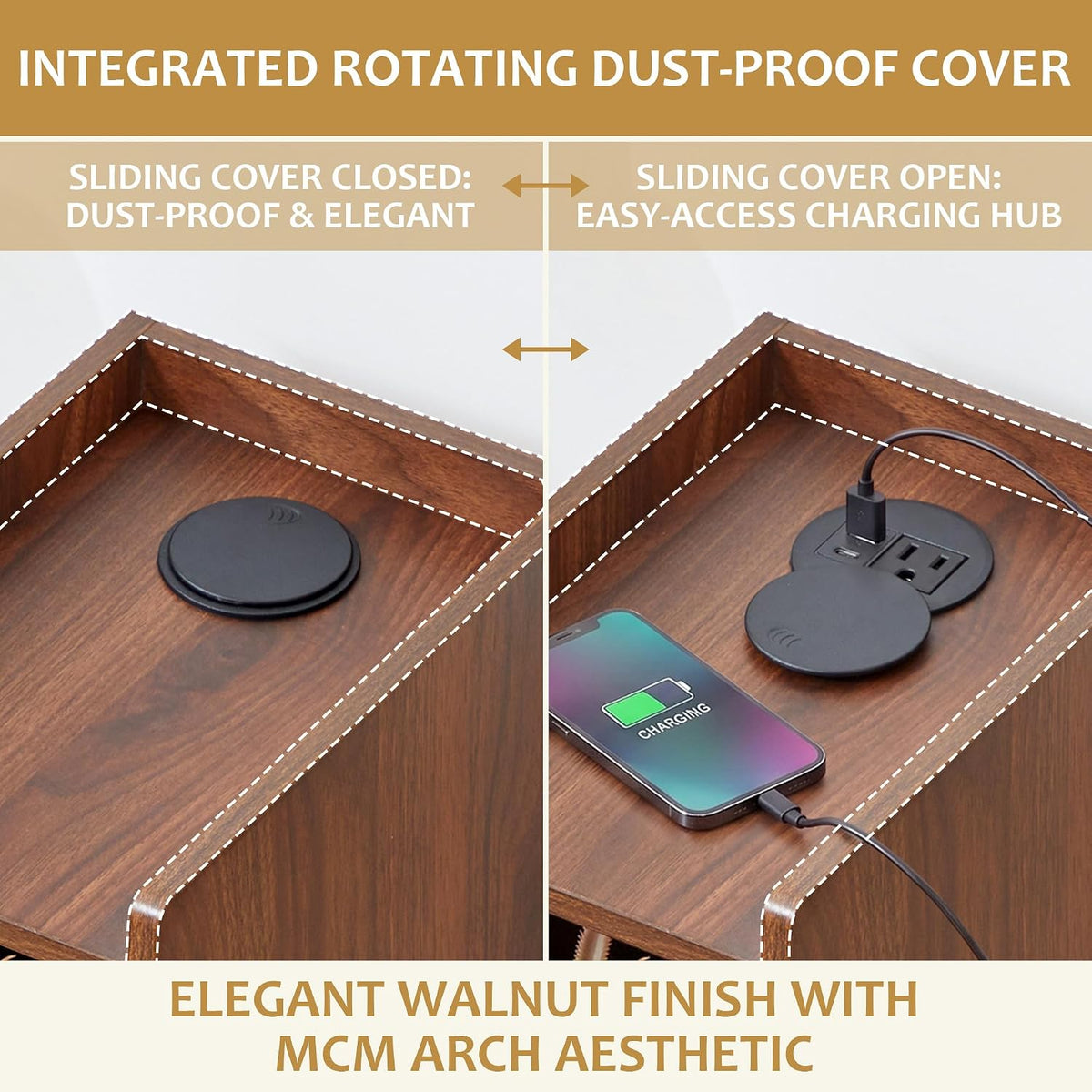 Walnut Ultra Narrow Nightstand Set