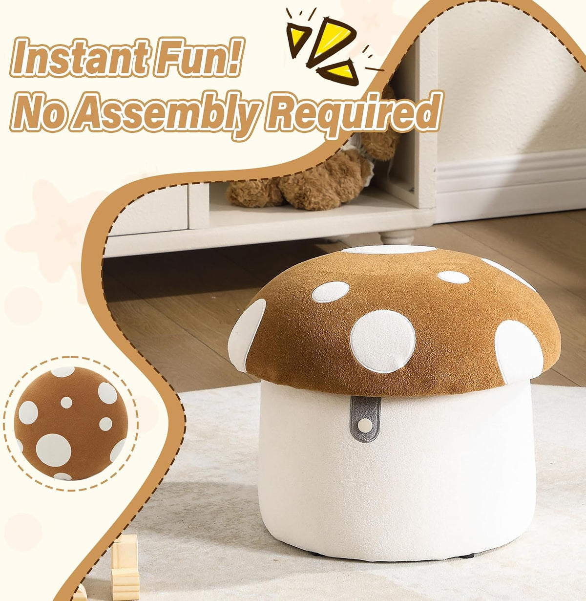 Brown Mushroom Kids Storage Chair