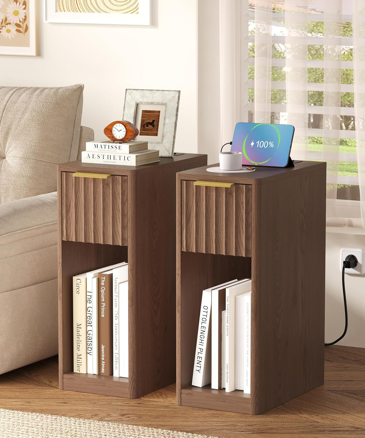 Walnut Narrow Nightstand