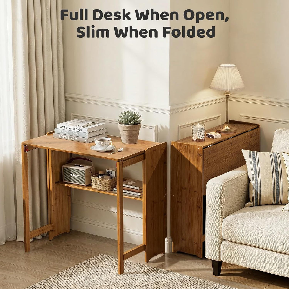 Brown Bamboo Folding Desk