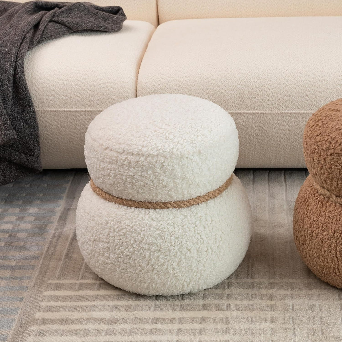 White Snowman Plush Ottoman Stool