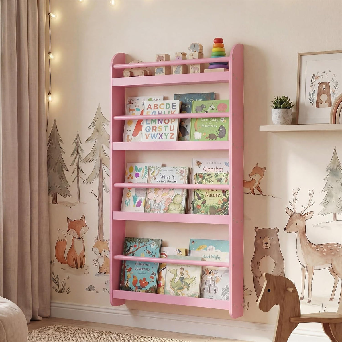Pink Kids Wall Mount Bookshelf