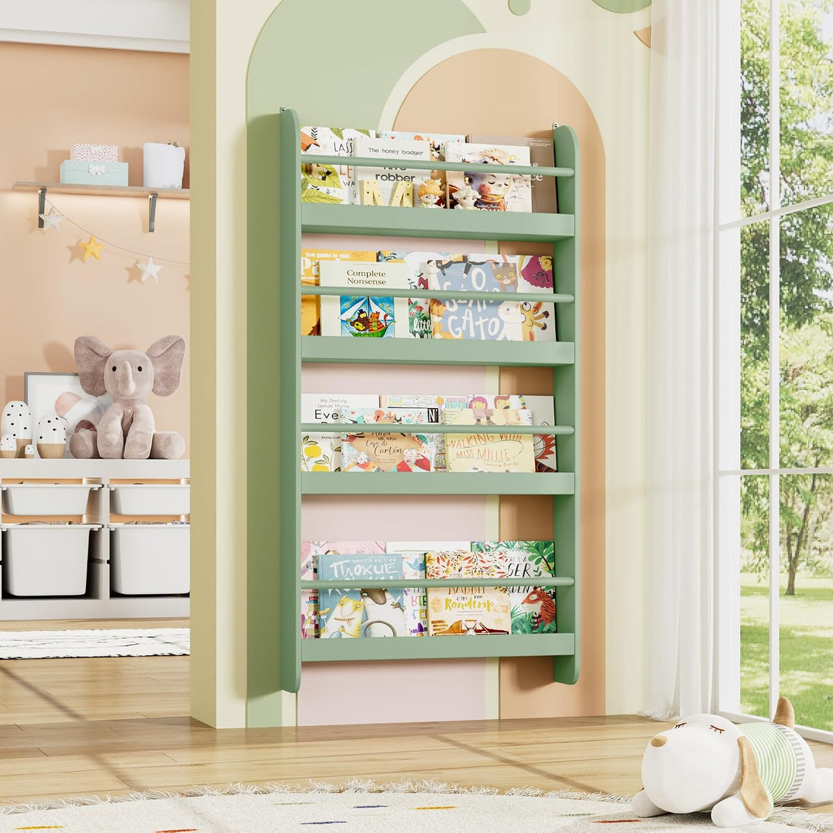 4-Tier Kids Wall Bookshelf