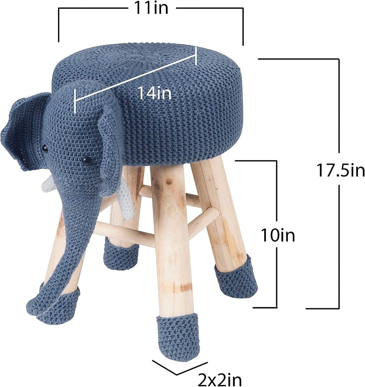 Navy Elephant Kids Stool