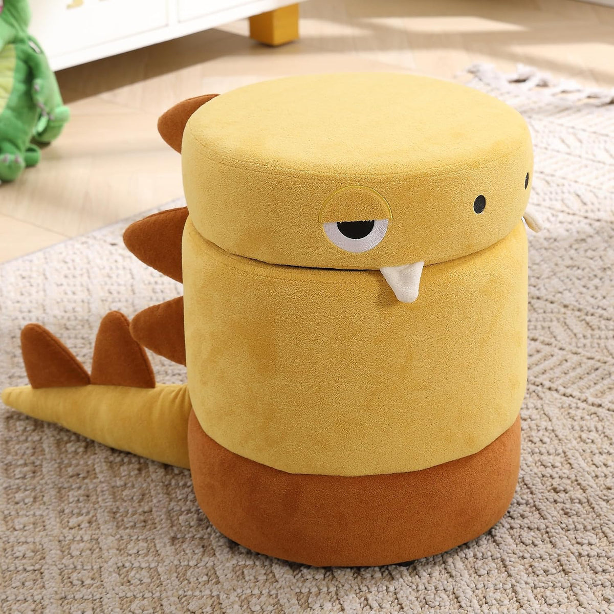 Yellow Dinosaur Kids Storage Ottoman