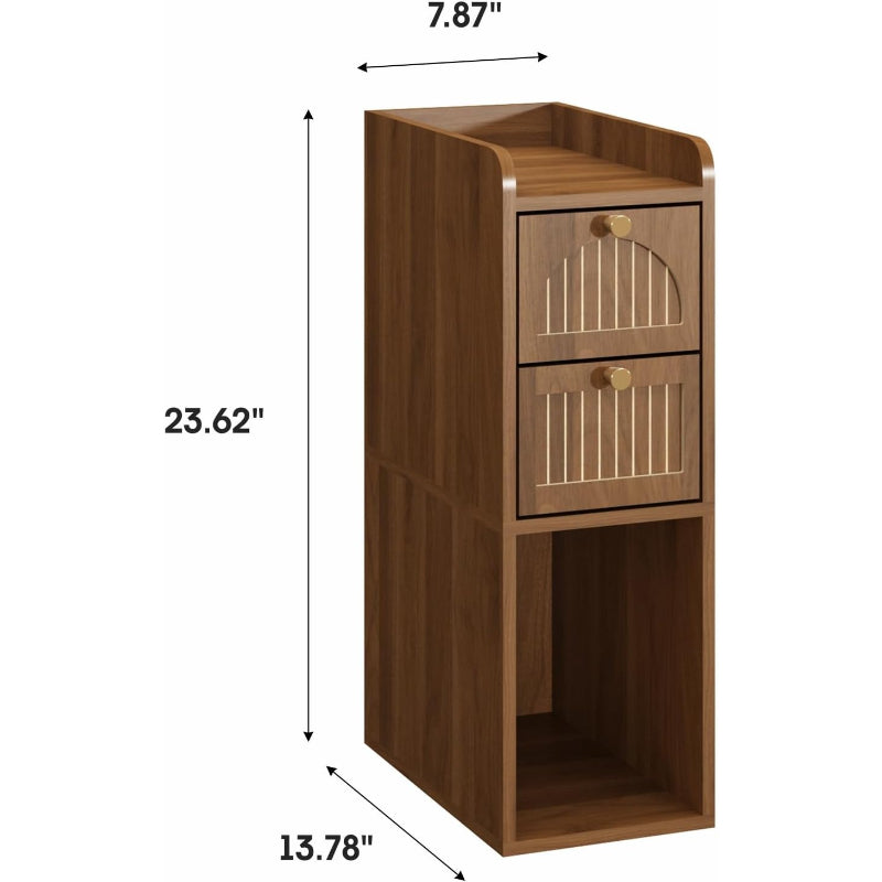 Walnut Fluted Narrow Nightstand