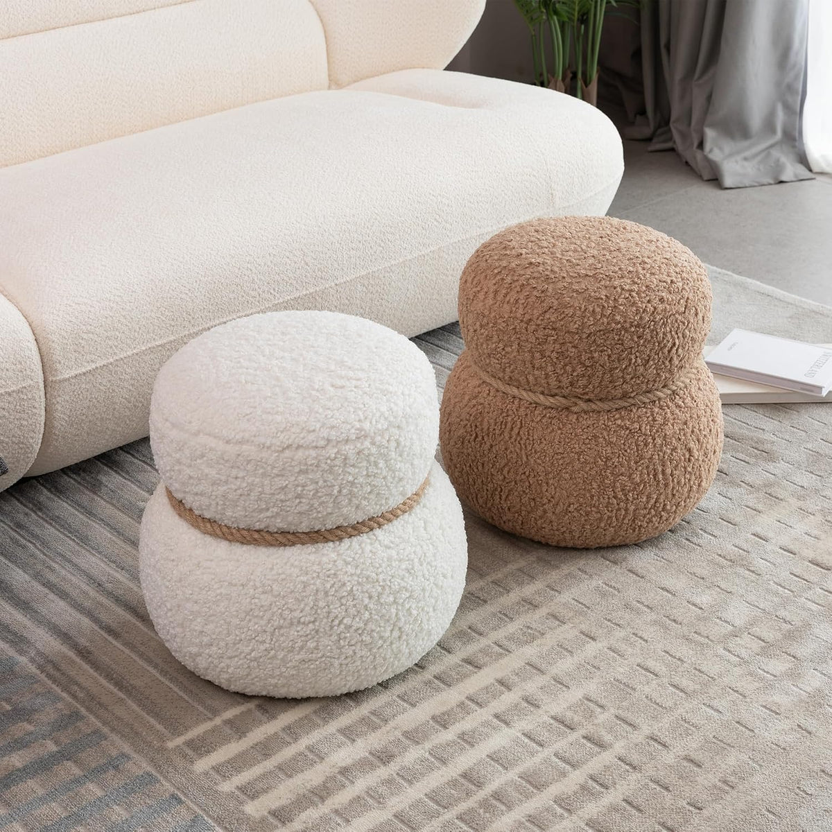 White Snowman Plush Ottoman Stool