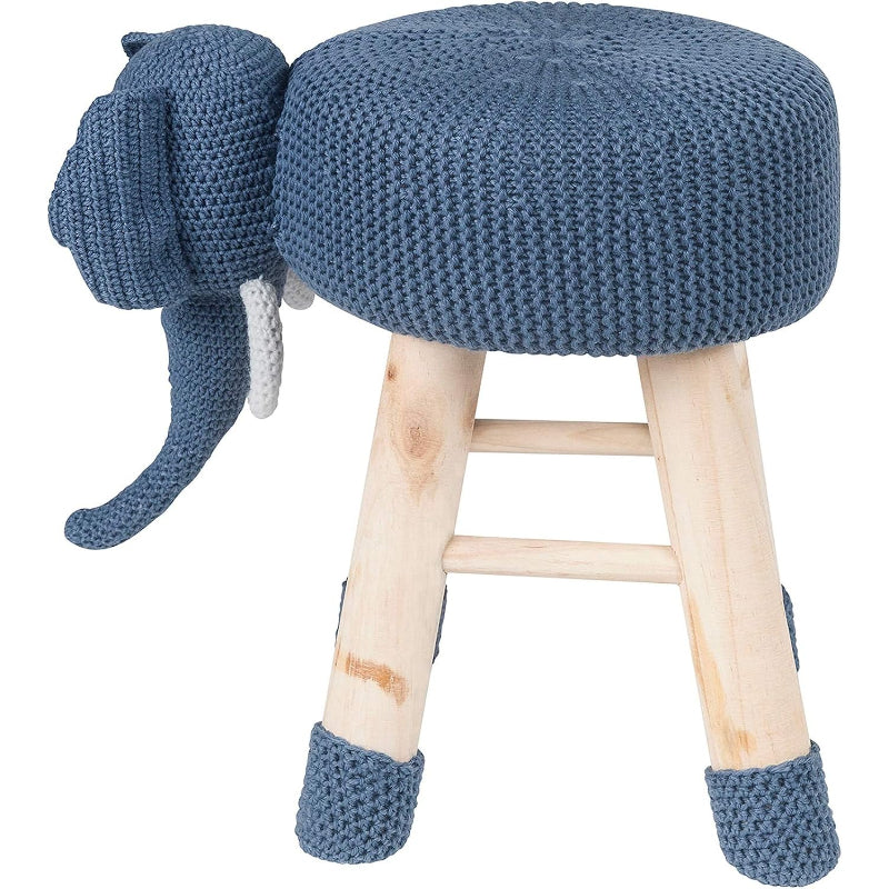 Navy Elephant Kids Stool
