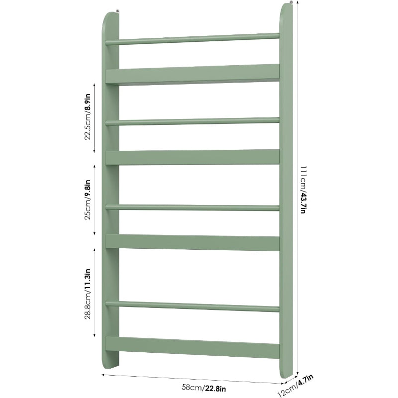 4-Tier Kids Wall Bookshelf