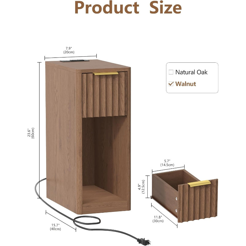 Walnut Narrow Nightstand