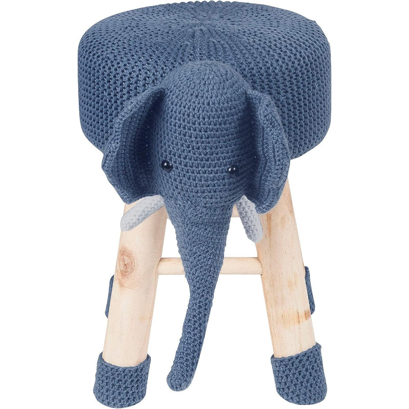 Navy Elephant Kids Stool